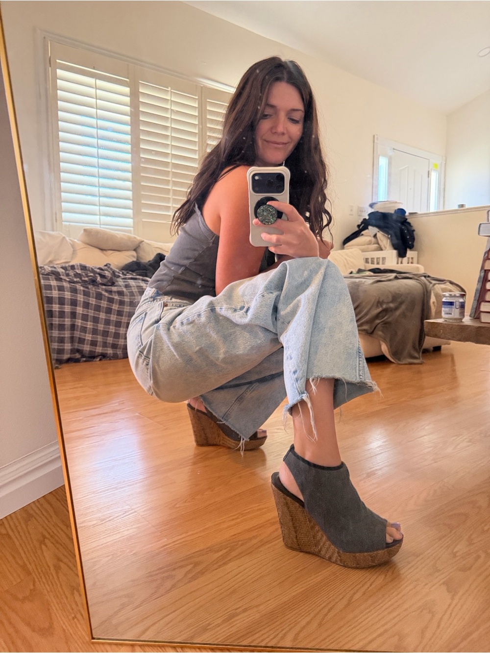 Women's Gray Wedge Sandals with Woven Platform STUART WEITZMAN
